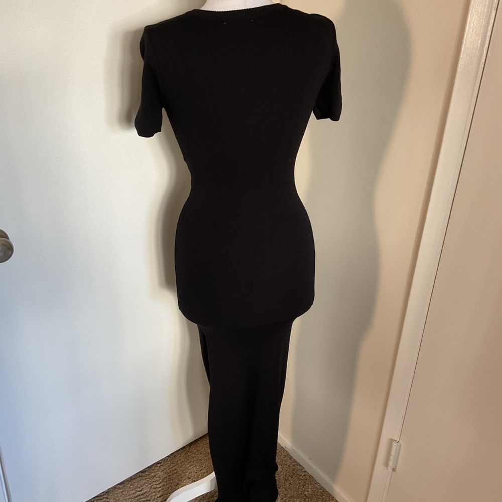 Hera Collection Black Cutout Bodycon Maxi Dress Medium M Side Slit Sexy - Picture 6 of 7